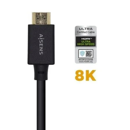Cable HDMI 2.1 8K Aisens A150-0422/ HDMI Macho - HDMI Macho/ 1.5m/ Certificado/ Negro - PixelPlaza