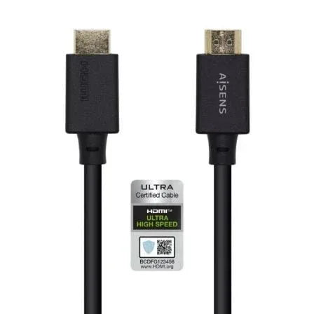 Cable HDMI 2.1 8K Aisens A150-0423/ HDMI Macho - HDMI Macho/ 2m/ Certificado/ Negro - PixelPlaza