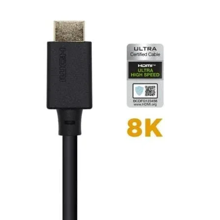 Cable HDMI 2.1 8K Aisens A150-0424/ HDMI Macho - HDMI Macho/ 3m/ Certificado/ Negro - PixelPlaza