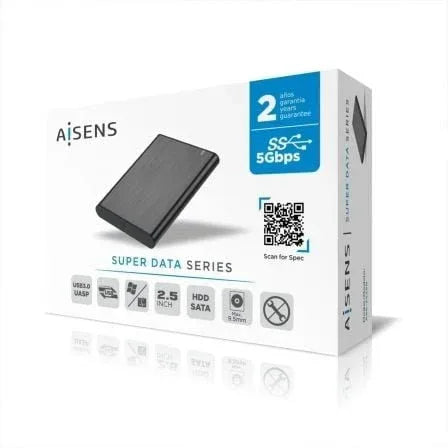 Caja Externa para Disco Duro de 2.5" Aisens ASE-2525B/ USB 3.1/ Sin tornillos - PixelPlaza