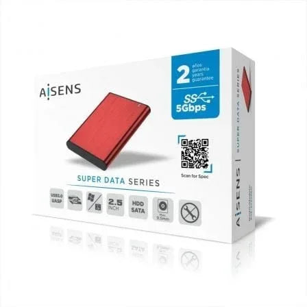 Caja Externa para Disco Duro de 2.5" Aisens ASE-2525RED/ USB 3.1/ Sin tornillos - PixelPlaza