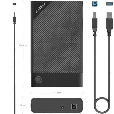 Caja Externa para Disco Duro de 2.5" Aisens ASE-3529B/ USB 3.1/ Sin tornillos - PixelPlaza