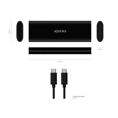 Caja Externa para Disco SSD M.2 SATA/NVMe Aisens ASM2-014B/ USB 3.2/ Sin tornillos - PixelPlaza