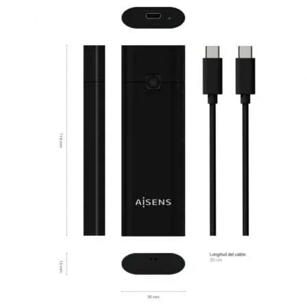 Caja Externa para Disco SSD M.2 NVMe Aisens ASM2-020B/ USB 3.2 Gen2/ Sin Tornillos - PixelPlaza