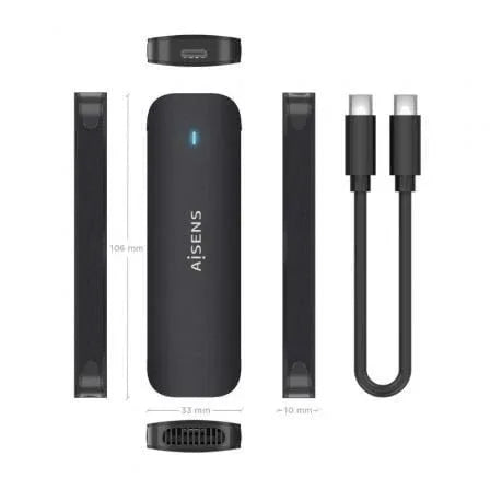 Caja Externa para Disco SSD M.2 NVMe Aisens ASM2-024B/ USB 3.2/ Sin tornillos - PixelPlaza