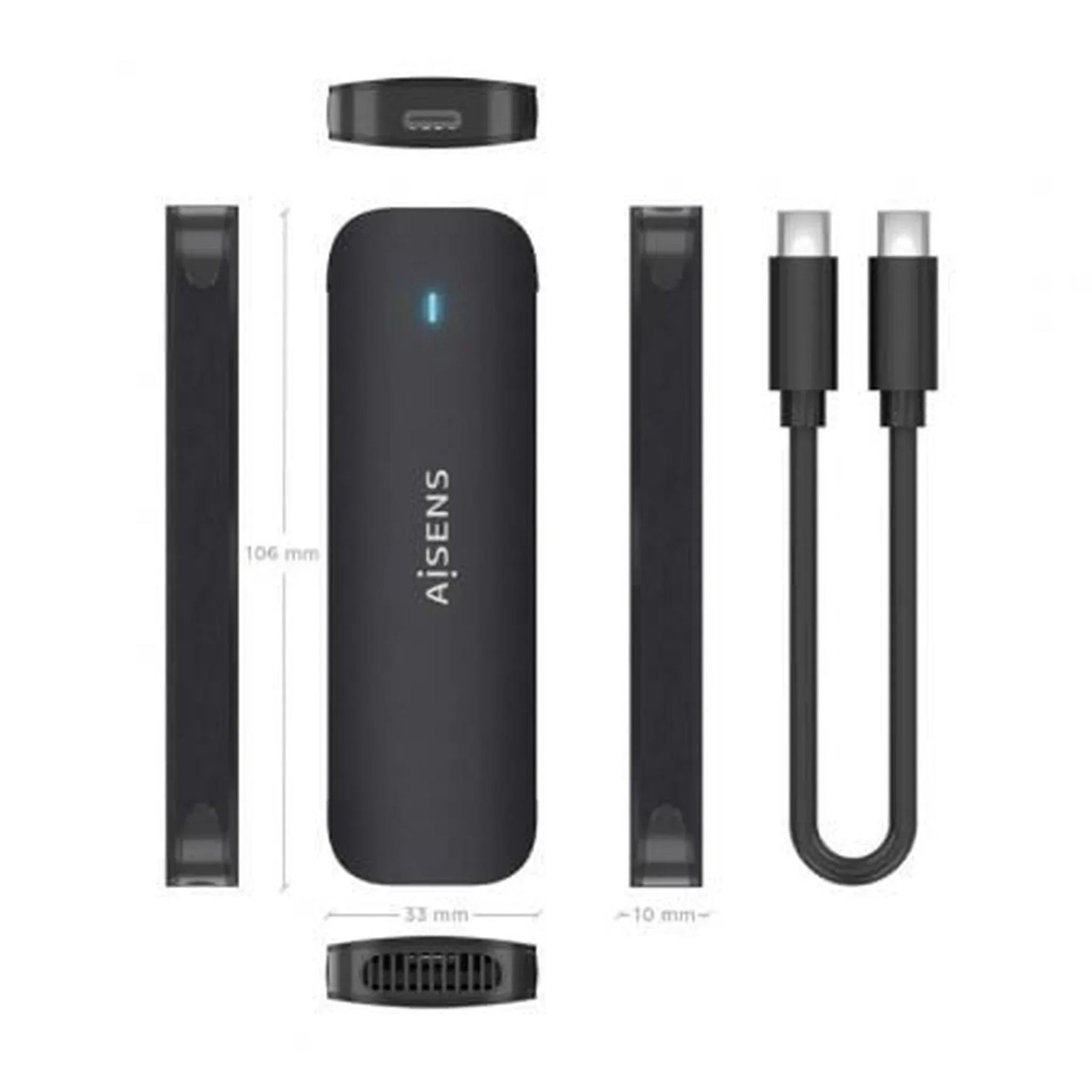 Caja Externa para Disco SSD M.2 NVMe Aisens ASM2-024B/ USB 3.2/ Sin tornillos - PixelPlaza
