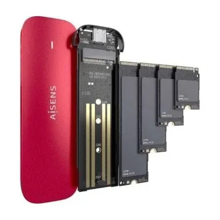 Caja Externa para Disco SSD M.2 NVMe Aisens ASM2-027RED/ USB 3.2/ Sin tornillos - PixelPlaza