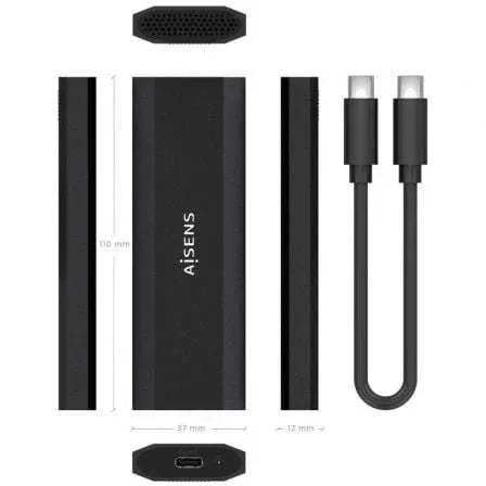 Caja Externa para Disco SSD M.2 NVMe Aisens ASM2-028B/ USB 3.2/ Sin tornillos - PixelPlaza