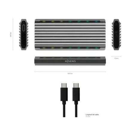 Caja Externa para Disco SSD M.2 SATA/NVMe Aisens ASM2-RGB011GR/ USB 3.2 Gen2/ Sin Tornillos - PixelPlaza