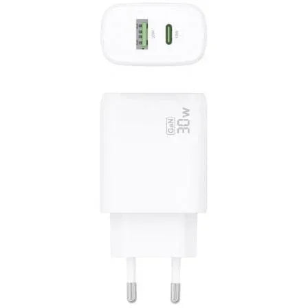 Cargador de Pared GaN Aisens A110-0923/ 1xUSB Tipo-C/ 1xUSB/ 30W/ Blanco - PixelPlaza