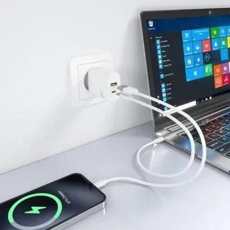 Cargador de Pared GaN Aisens A110-0923/ 1xUSB Tipo-C/ 1xUSB/ 30W/ Blanco - PixelPlaza