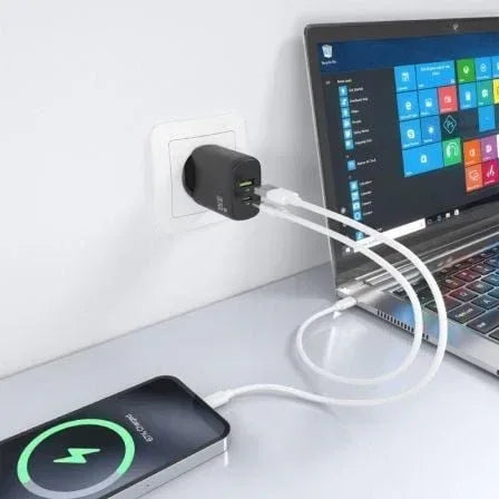 Cargador de Pared GaN Aisens A110-0924/ 1xUSB Tipo-C/ 1xUSB/ 30W/ Negro - PixelPlaza