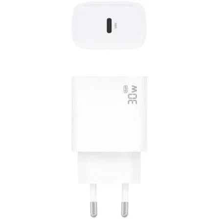Cargador de Pared GaN Aisens A110-0950/ 1xUSB Tipo-C/ 30W/ Blanco - PixelPlaza