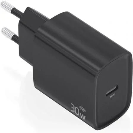 Cargador de Pared GaN Aisens A110-0951/ 1xUSB Tipo-C/ 30W/ Negro - PixelPlaza