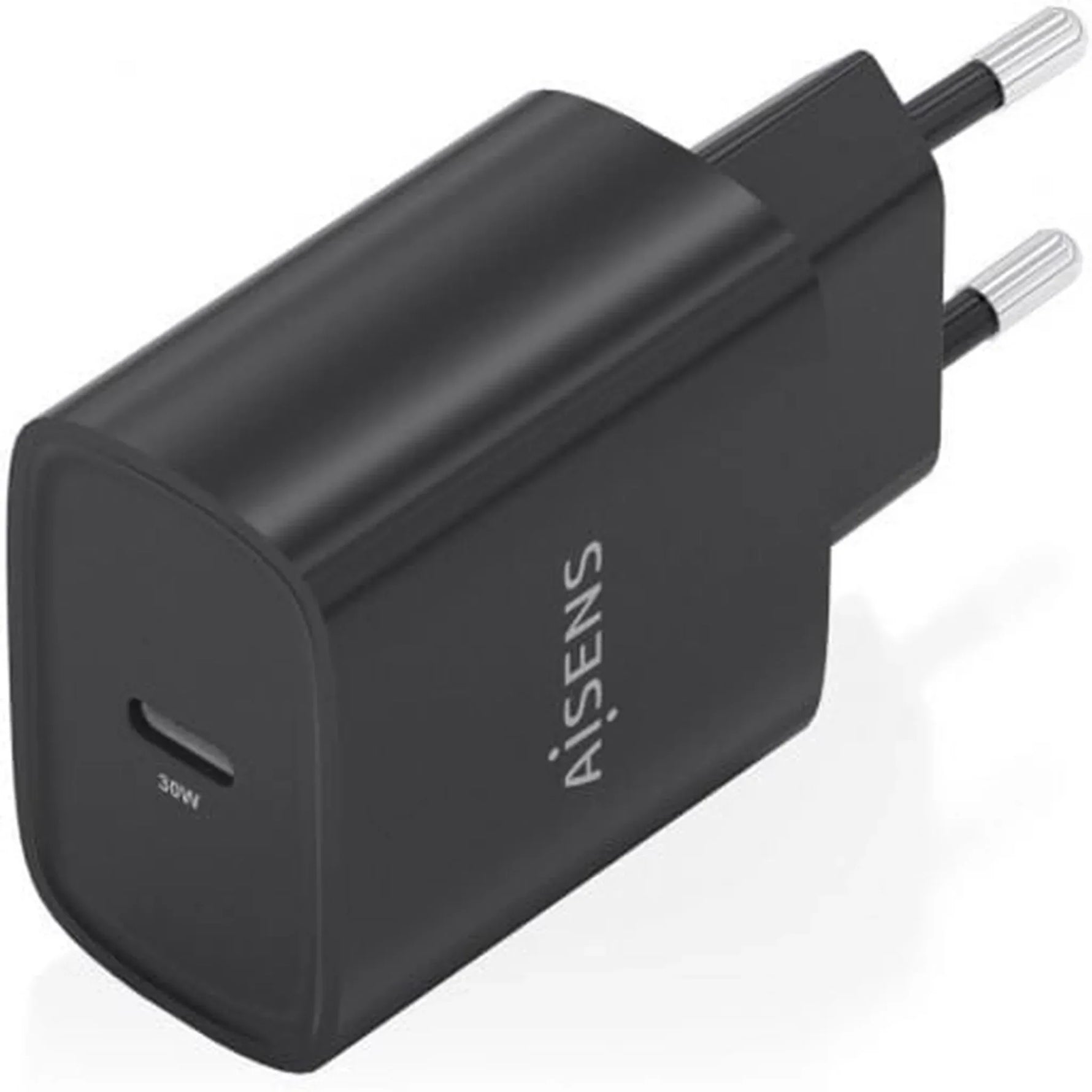 Cargador de Pared GaN Aisens A110-0951/ 1xUSB Tipo-C/ 30W/ Negro - PixelPlaza