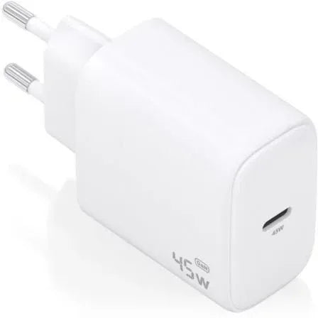 Cargador de Pared GaN Aisens A110-0969/ 1xUSB Tipo-C/ 45W/ Blanco - PixelPlaza