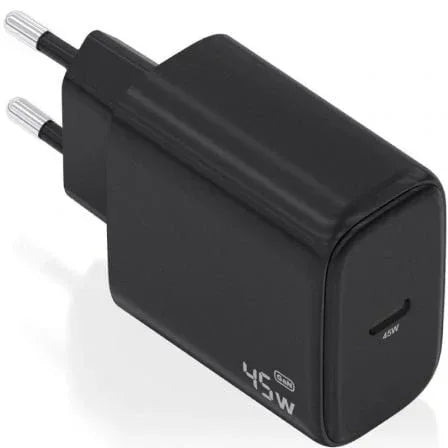 Cargador de Pared GaN Aisens A110-0970/ 1xUSB Tipo-C/ 45W/ Negro - PixelPlaza