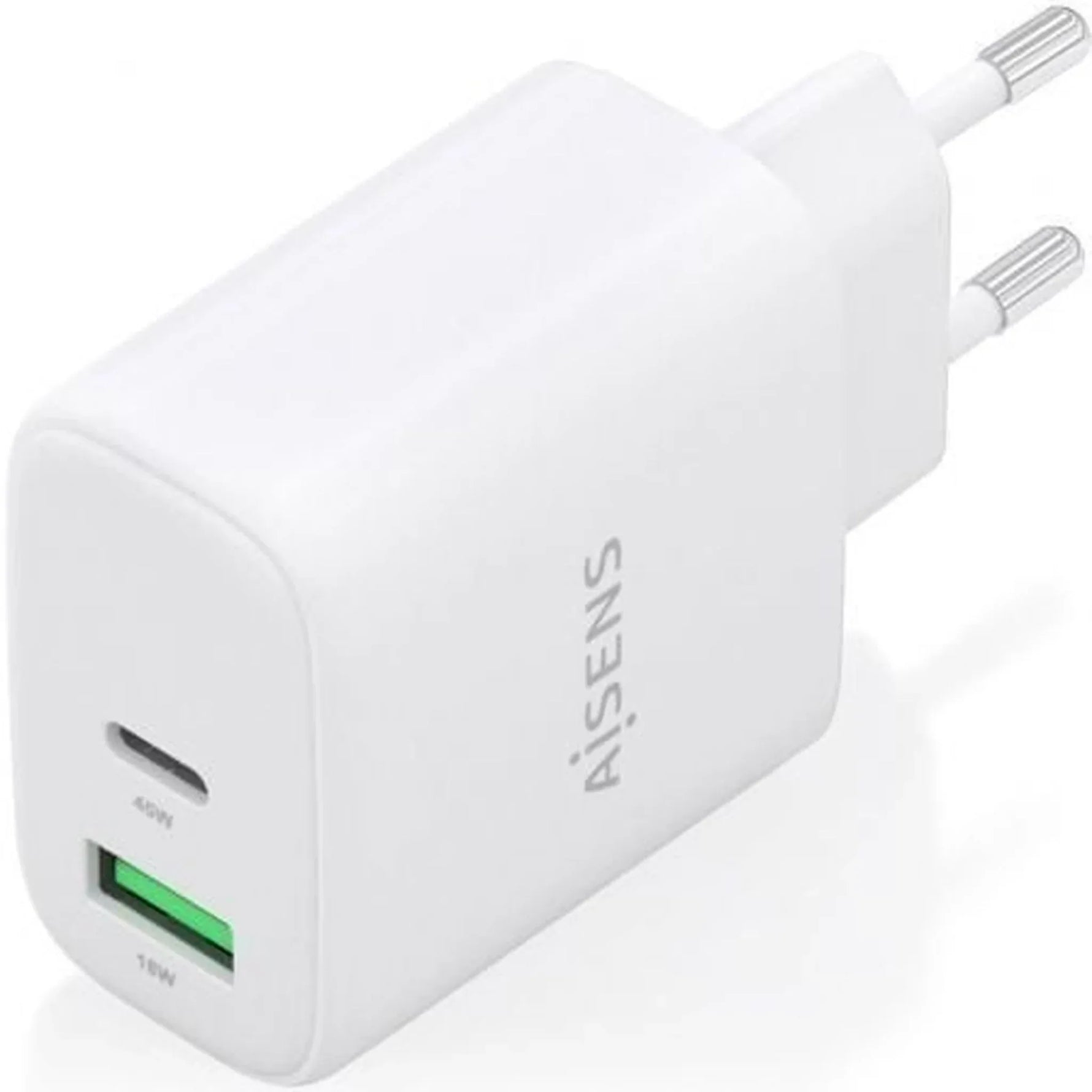 Cargador de Pared GaN Aisens A110-0971/ 1xUSB Tipo-C/ 1xUSB/ 45W/ Blanco - PixelPlaza