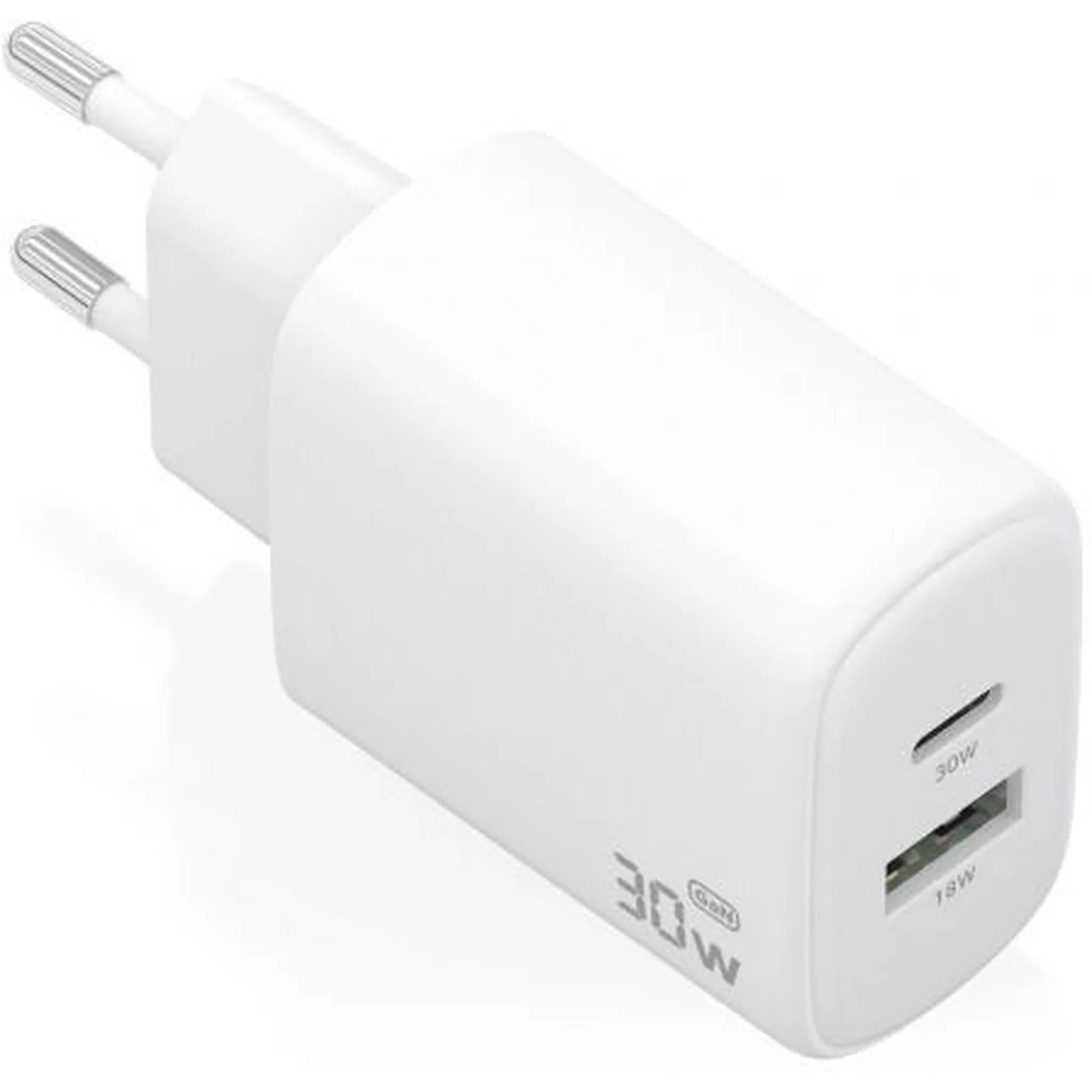 Cargador de Pared GaN Aisens A110-0977/ 1xUSB Tipo-C/ 1xUSB/ 30W/ Blanco - PixelPlaza