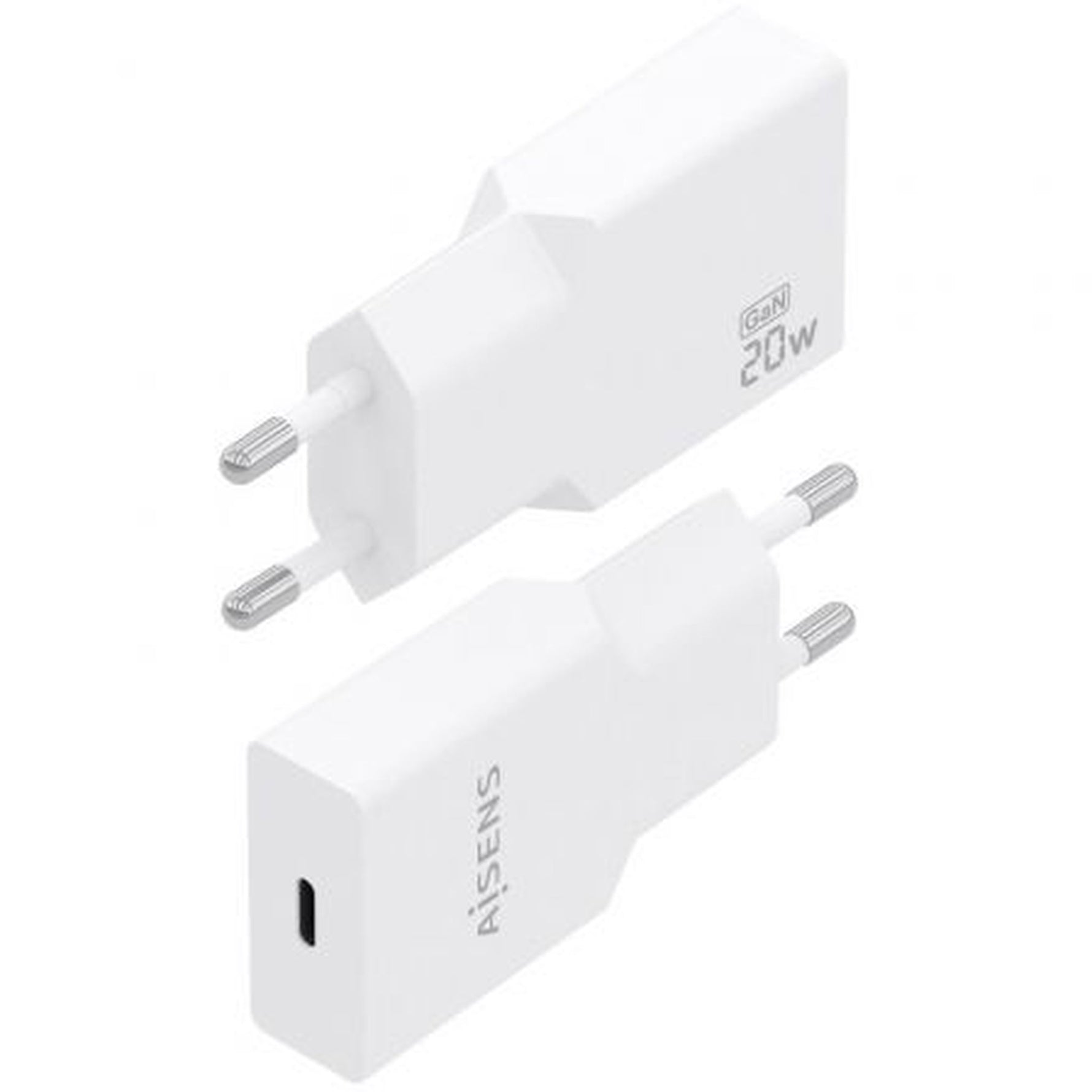 Cargador de Pared GaN Aisens A110-0997/ 1xUSB Tipo-C/ 20W/ Blanco