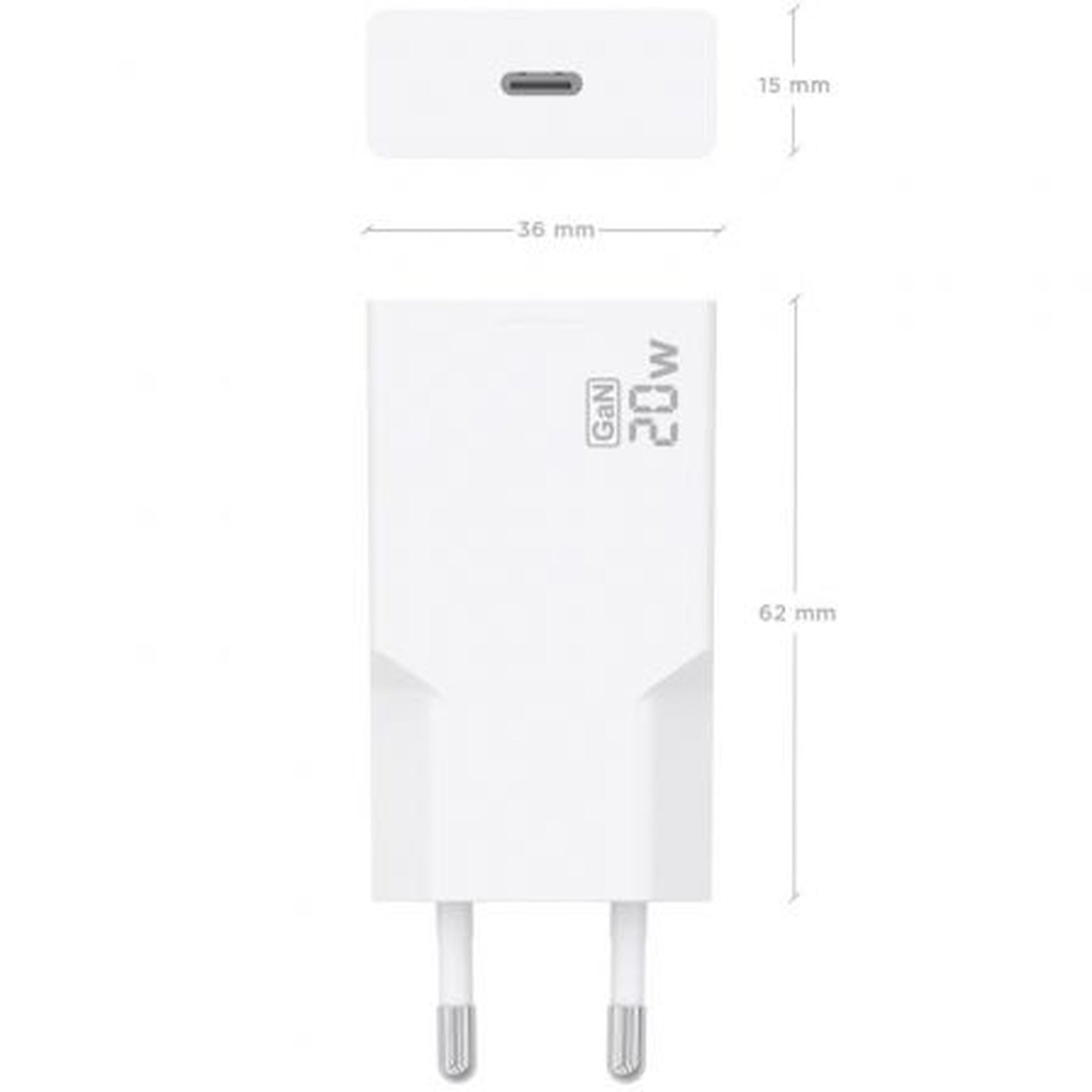 Cargador de Pared GaN Aisens A110-0997/ 1xUSB Tipo-C/ 20W/ Blanco