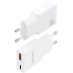 Cargador de Pared GaN Aisens A110-0998/ 1xUSB Tipo-C/ 1xUSB/ 20W/ Blanco