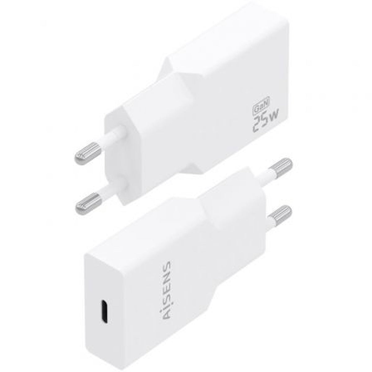 Cargador de Pared GaN Aisens A110-0999/ 1xUSB Tipo-C/ 25W/ Blanco