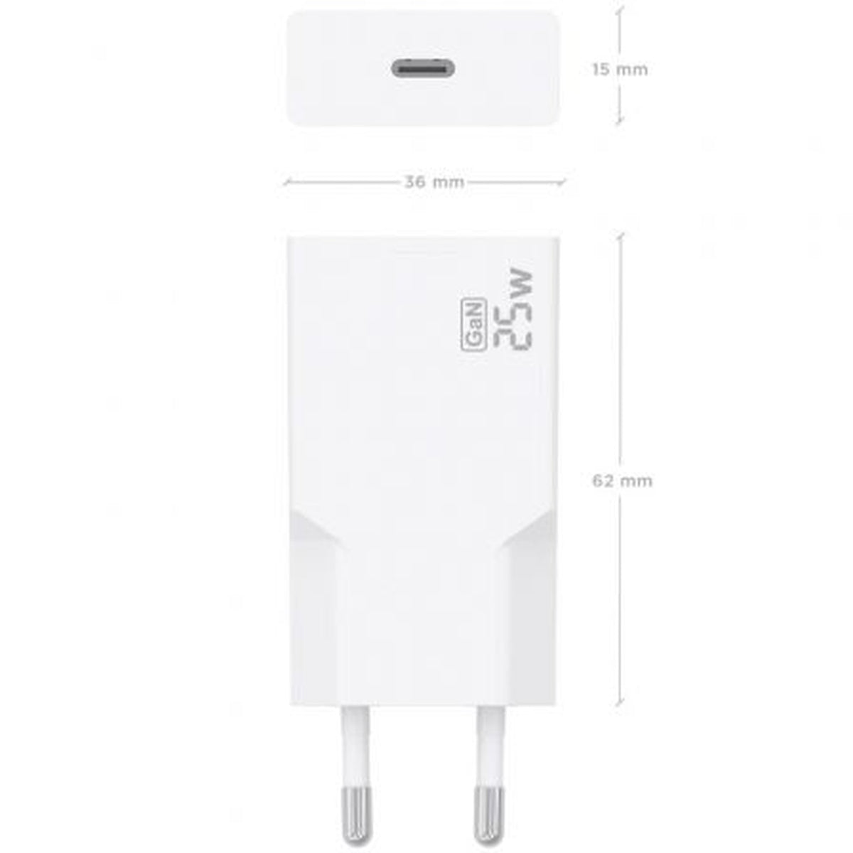 Cargador de Pared GaN Aisens A110-0999/ 1xUSB Tipo-C/ 25W/ Blanco