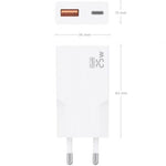 Cargador de Pared GaN Aisens A110-1000/ 1xUSB Tipo-C/ 1xUSB/ 25W/ Blanco