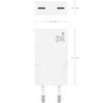 Cargador de Pared GaN Aisens A110-1003/ 2xUSB Tipo-C/ 30W/ Blanco