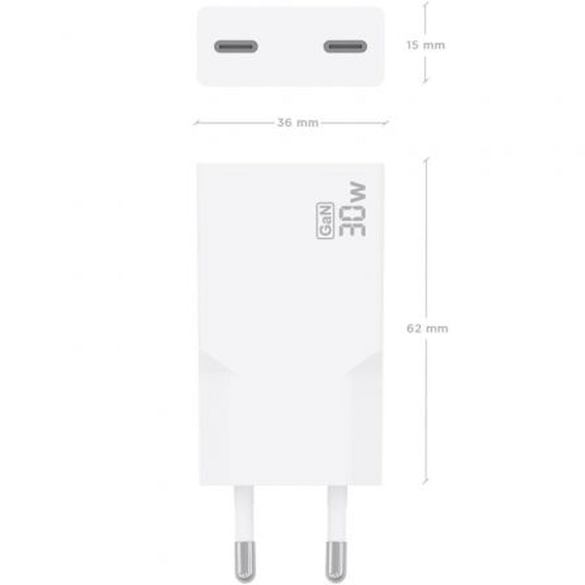 Cargador de Pared GaN Aisens A110-1003/ 2xUSB Tipo-C/ 30W/ Blanco