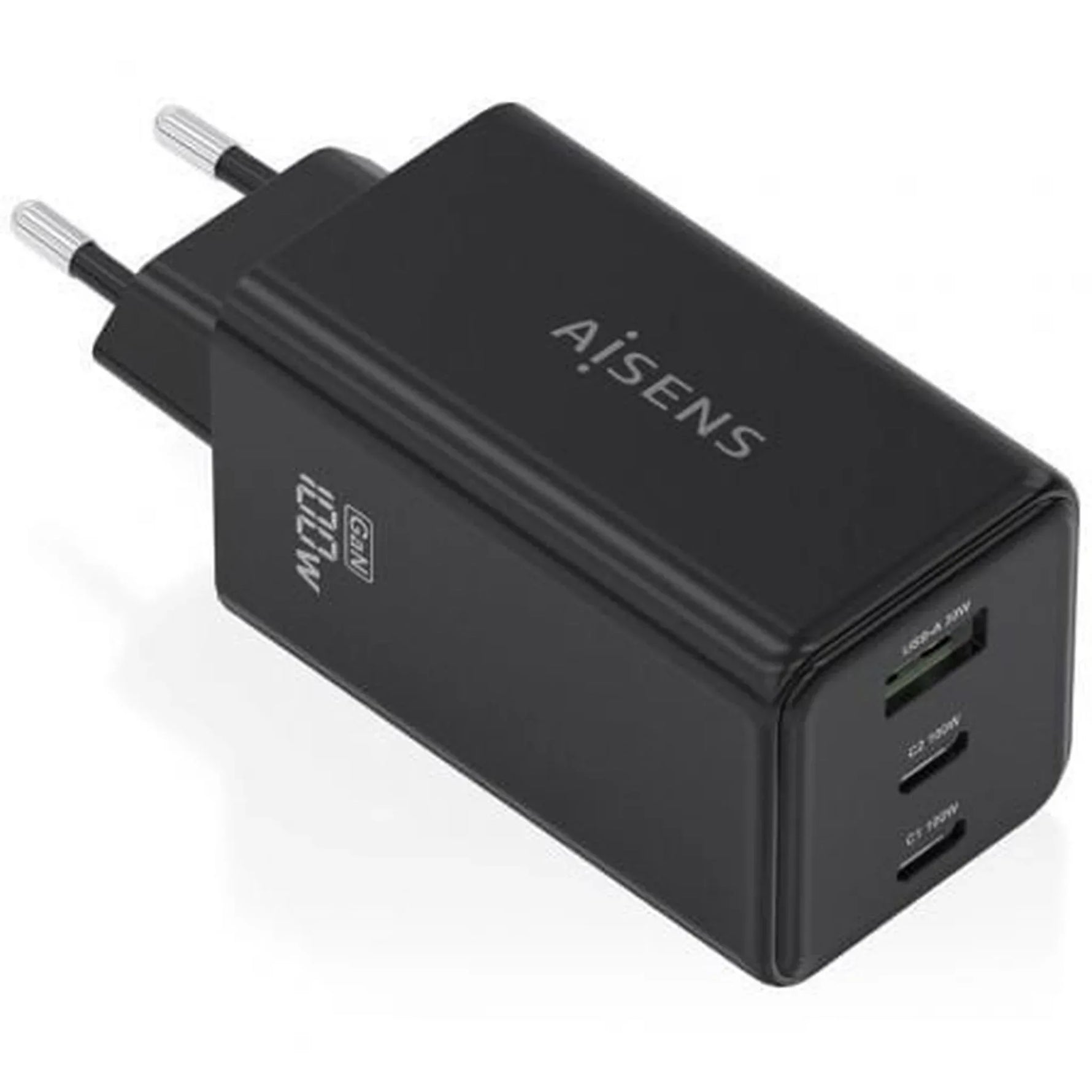 Cargador de Pared GaN Aisens ASCH-100W3P052-BK/ 2xUSB Tipo-C/ 1xUSB/ 100W - PixelPlaza