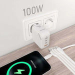 Cargador de Pared GaN Aisens ASCH-100W4P028-W/ 3xUSB Tipo-C/ 1x USB/ 100W - PixelPlaza