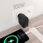 Cargador de Pared GaN Aisens ASCH-100W4P029-BK/ 3xUSB Tipo-C/ 1x USB/ 100W - PixelPlaza
