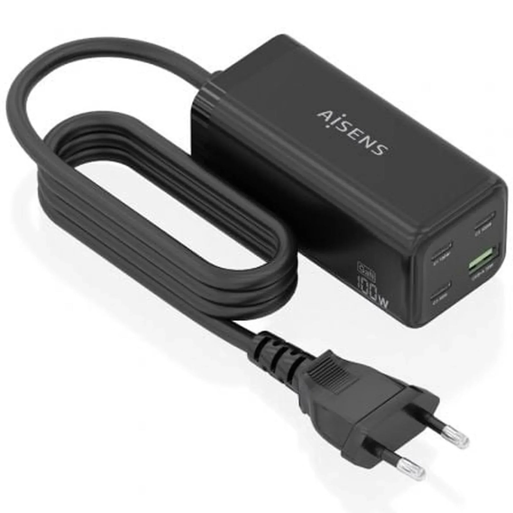 Cargador Sobremesa GaN Aisens ASCH-100W4P054-BK/ 3xUSB Tipo-C/ 1xUSB/ 100W - PixelPlaza