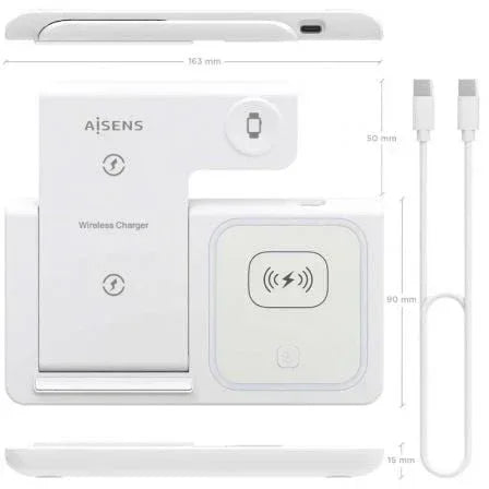 Base de carga Inalámbrica Aisens ASCH-15W3WC044-W/ 15W - PixelPlaza
