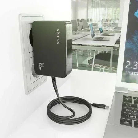 Cargador de Portátil GaN Aisens ASCH-1PD100WL50-BK USB Tipo-C/ 100W/ Automático/ Voltaje 5-20V - PixelPlaza