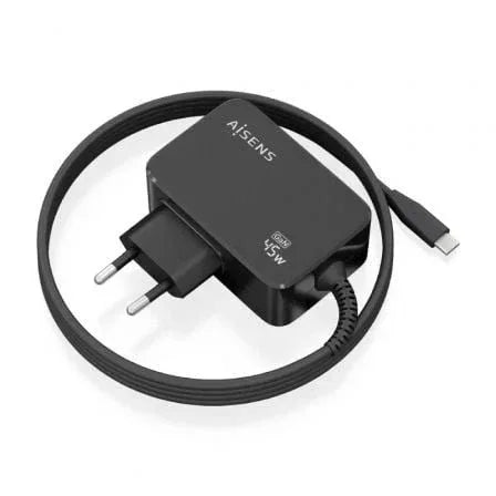 Cargador de Pared GaN Aisens ASCH-1PD45WL032-BK/ 1xUSB Tipo-C + Cable 1.8m/ 45W - PixelPlaza