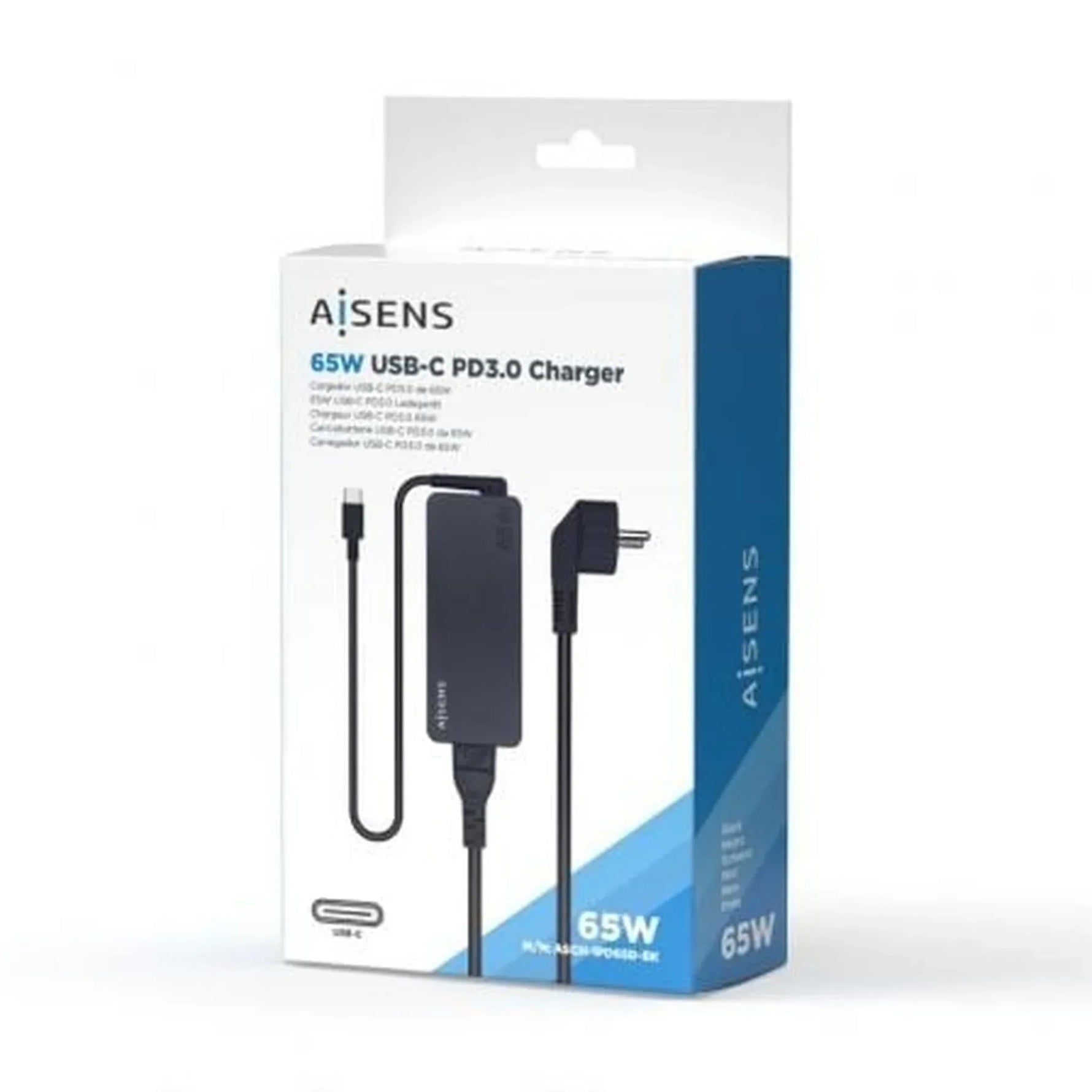 Cargador de Portátil Aisens ASCH-1PD65D-BK/ 1xUSB Tipo-C/ 65W - PixelPlaza