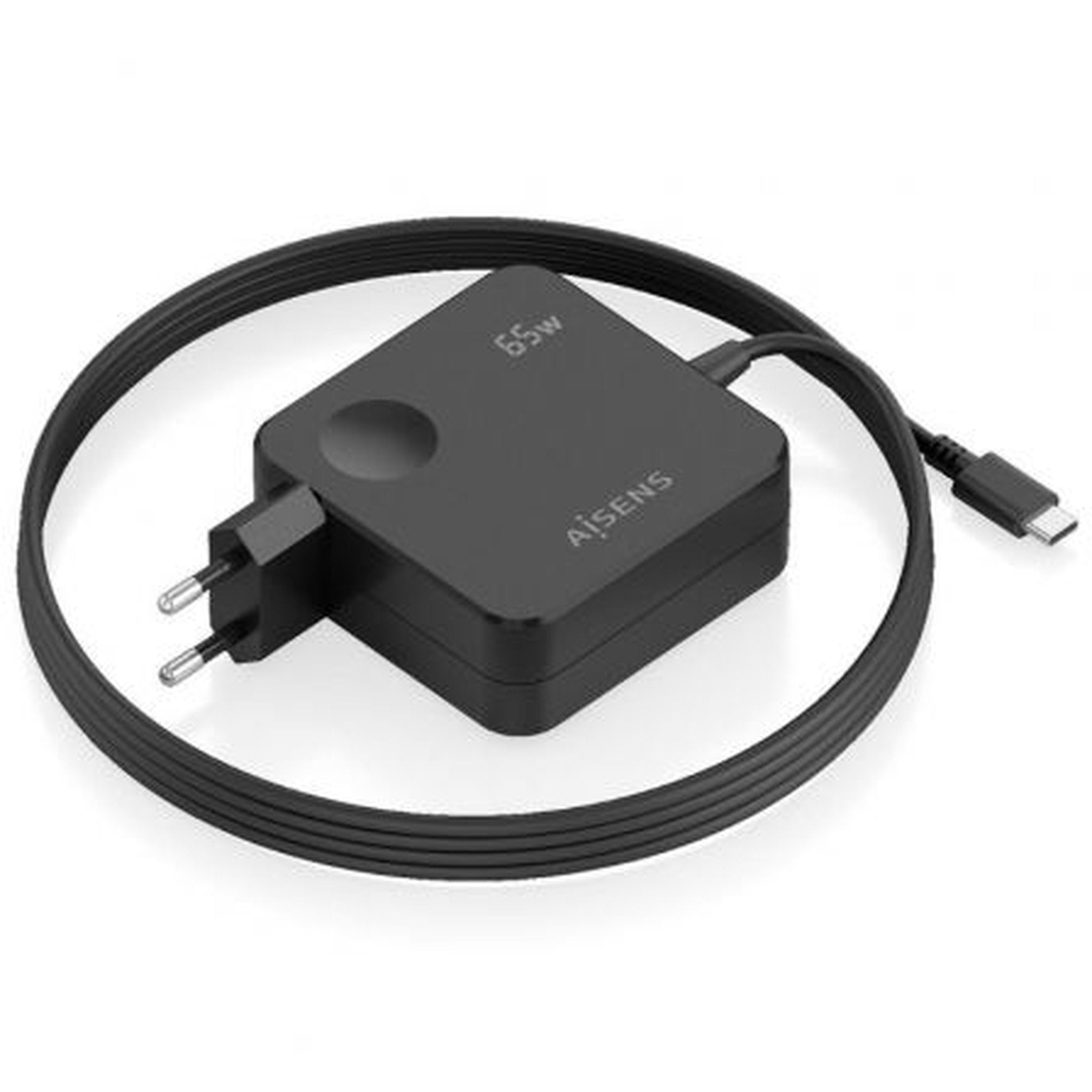 Cargador de Pared GaN Aisens ASCH-1PD65WL80-BK/ 1xUSB Tipo-C/ 65W/ Negro