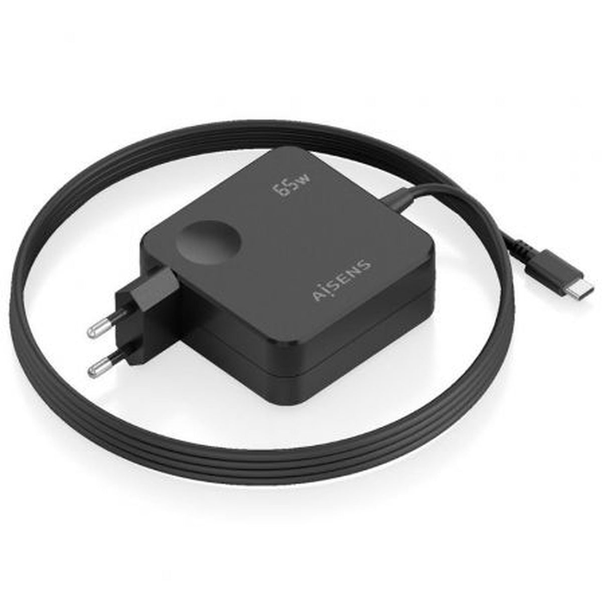 Cargador de Pared GaN Aisens ASCH-1PD65WL80-BK/ 1xUSB Tipo-C/ 65W/ Negro