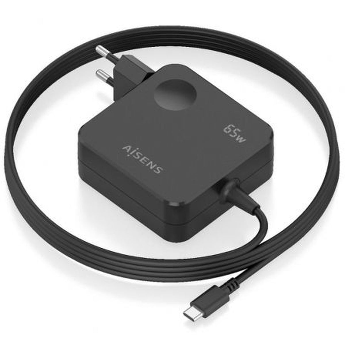 Cargador de Pared GaN Aisens ASCH-1PD65WL80-BK/ 1xUSB Tipo-C/ 65W/ Negro