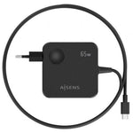 Cargador de Pared GaN Aisens ASCH-1PD65WL80-BK/ 1xUSB Tipo-C/ 65W/ Negro