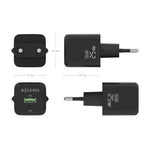 Cargador de Pared GaN Aisens ASCH-25W2P015-BK/ 1xUSB Tipo-C/ 1xUSB/ 25W - PixelPlaza