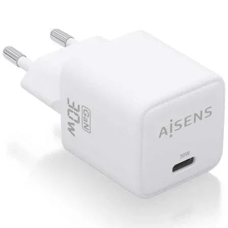Cargador de Pared GaN Aisens ASCH-30W1P035-W/ 1xUSB Tipo-C/ 30W - PixelPlaza
