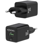 Cargador de Pared GaN Aisens ASCH-30W2P038-BK/ 1xUSB Tipo-C/ 1xUSB/ 30W - PixelPlaza