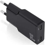 Cargador de Pared GaN Aisens ASCH-30W2P049-BK/ 2xUSB Tipo-C/ 30W/ Negro - PixelPlaza