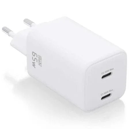 Cargador de Pared GaN Aisens ASCH-65W2P039-W/ 2xUSB Tipo-C/ 65W - PixelPlaza