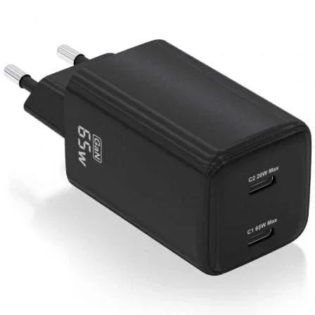 Cargador de Pared GaN Aisens ASCH-65W2P040-BK/ 2xUSB Tipo-C/ 65W - PixelPlaza