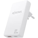 Cargador de Pared GaN Aisens ASCH-65W2P076-W/ 1xUSB Tipo-C/ 1xUSB/ 65W/ Blanco - PixelPlaza